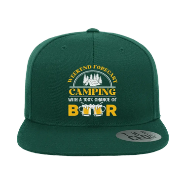 Weekend Forecast, Camping with 100% Beer Embroidered Flat Bill Cap